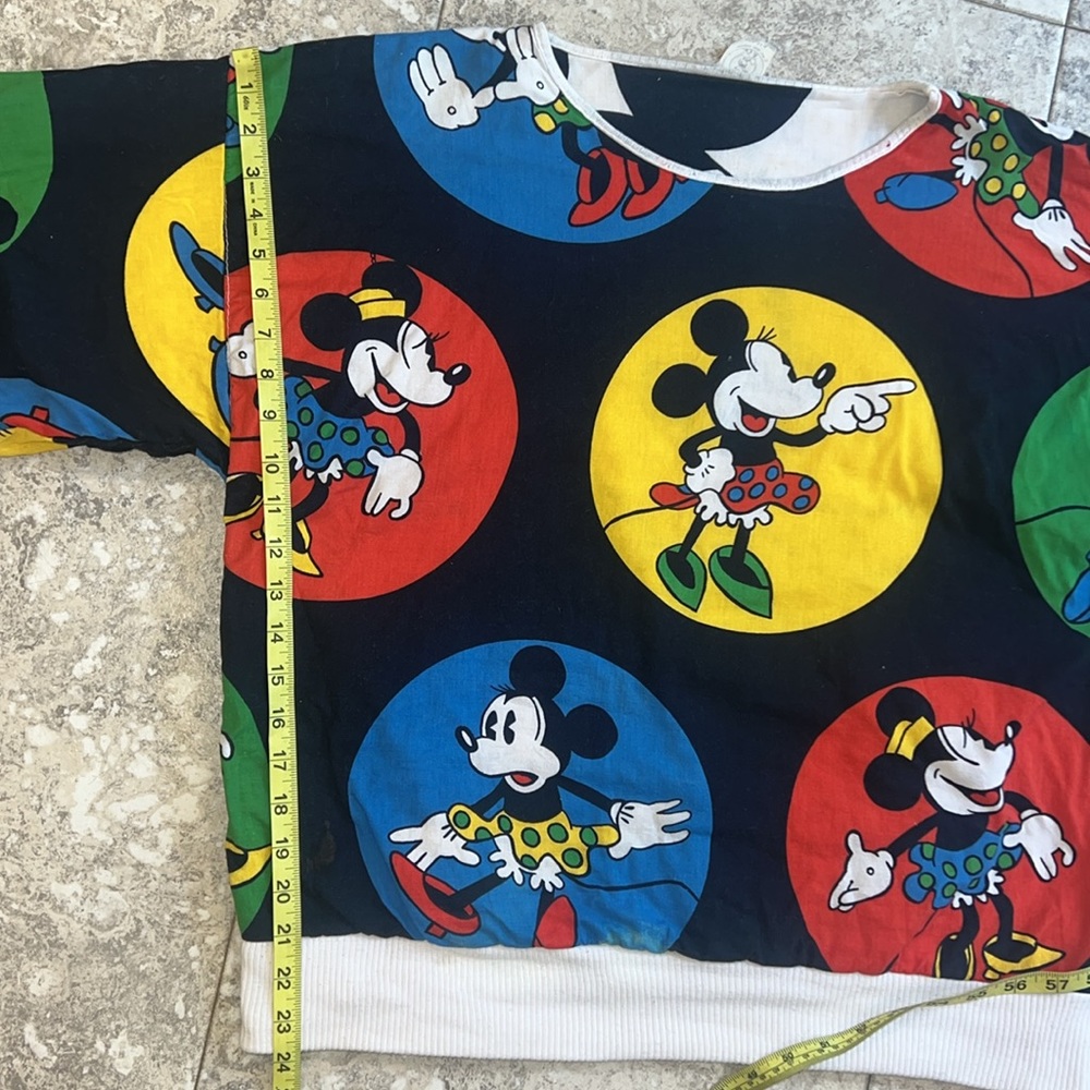 Vintage Mickey and Minnie Reversible Mouse Quilt Sweater Primary Color - Picture 12 of 14